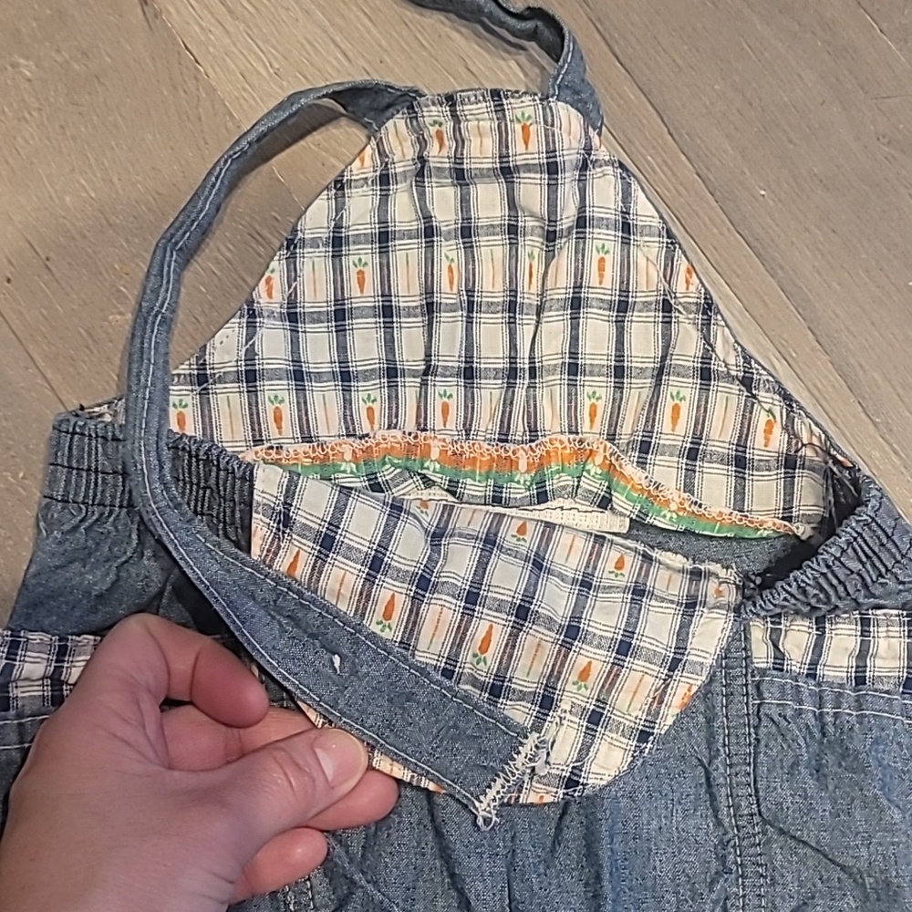Vintage OshKosh Carrot Bubble Denim Overalls Rompers 90s 100% Cotton 12 Months - Picture 5 of 12